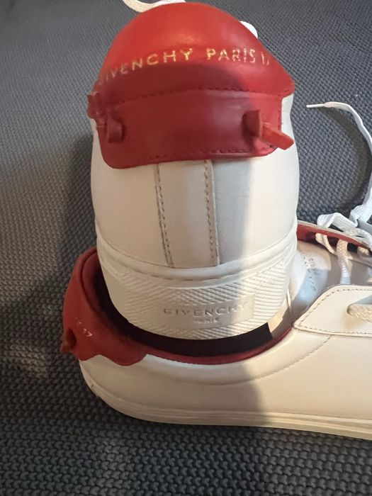 #adidasi Givenchy Urban Street#sneakers alb/rosu , piele naturala