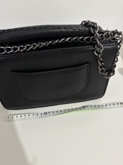 Geanta neagra piele eco si blana artificiala