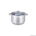 Oala din inox cu capac din sticla, 24cm,Fund termic multistrat, 8.6l