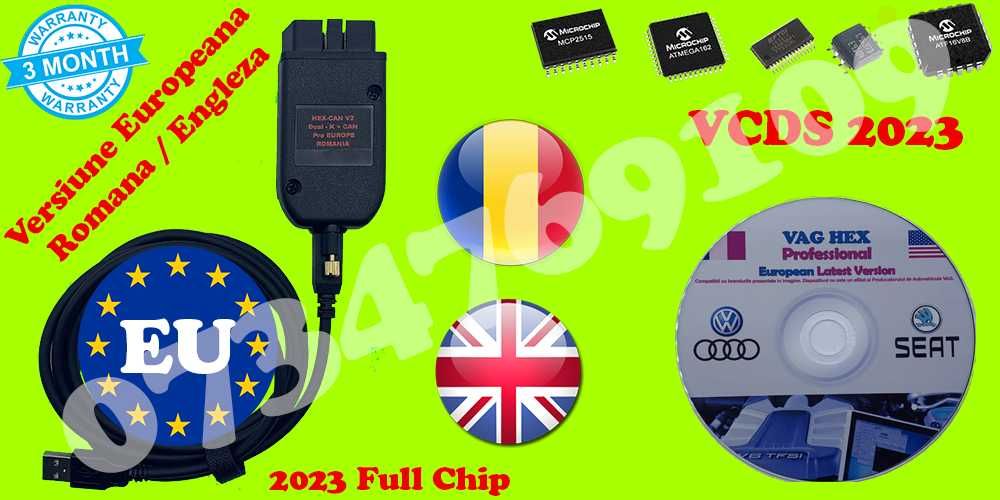 Tester Diagnoza Auto VCDS 25.3.1 HEXCAN V2 Ro/En Premium Garantie 1 AN