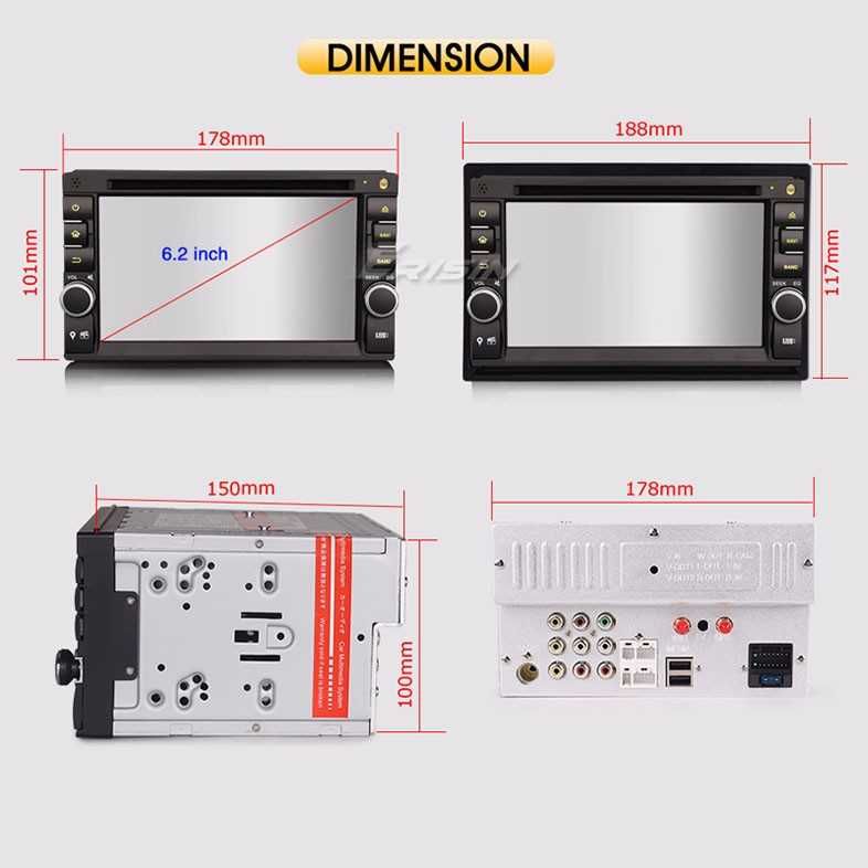 Универсална мултимедия двоен дин EUNAVI DVD GPS, WiFi, Android 8.0.0