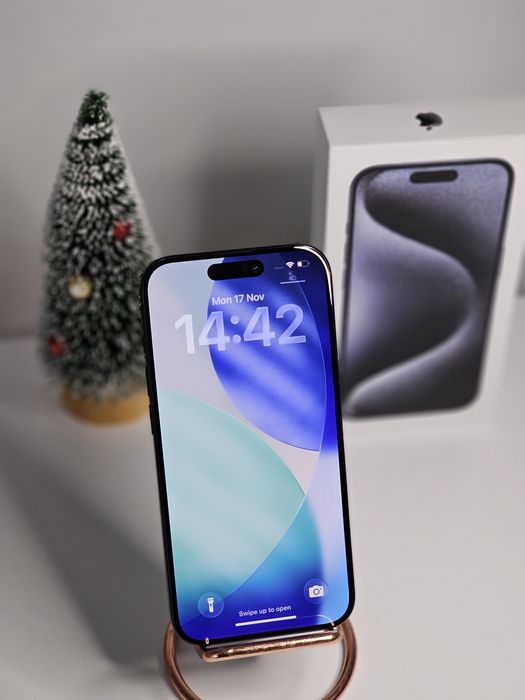 iPhone 15 Pro blue titanium 94% full box impecabil