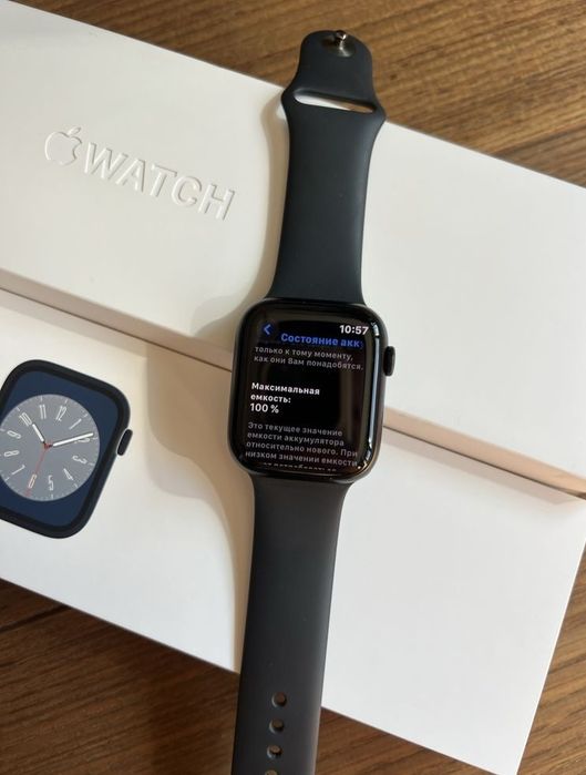 Apple Watch 8 45mm Midnight Aluminum Case Идеал Состояния Ёмкост 100%