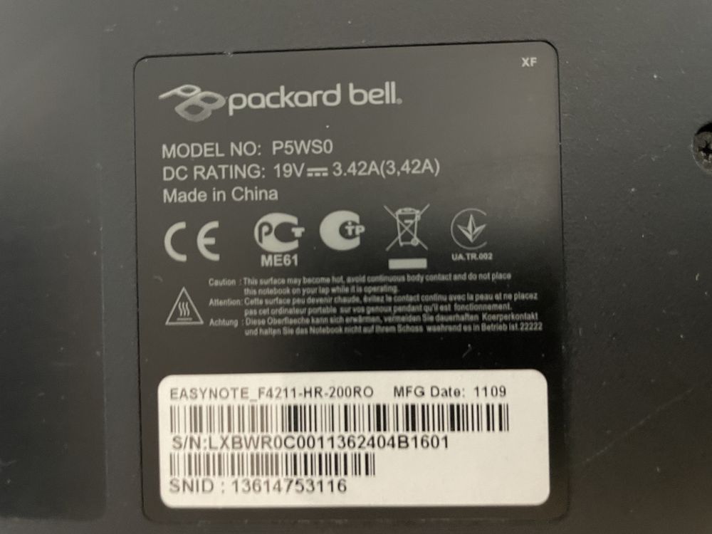 Vand/schimb Laptop PACKARD BELL P5WS0-I3,4GB DD3,250GB,display defect.