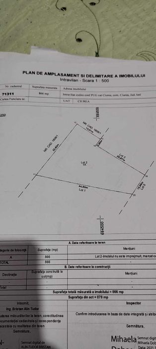 Vand teren 866 mp Lunca Cetatuiei, Cart Chihan Str Barierei