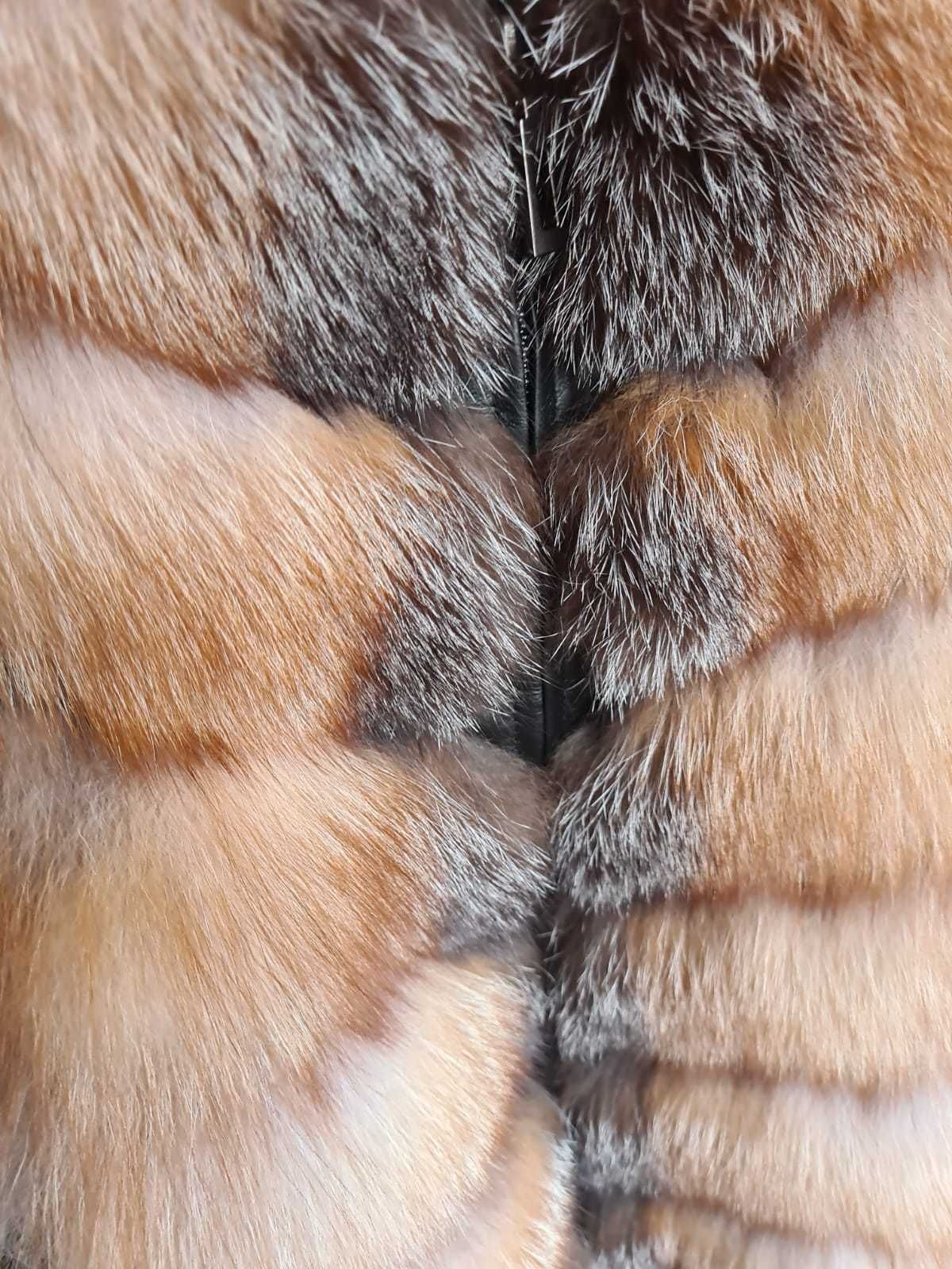 Haina Lux 4 în 1 blana naturala vulpe noua gri maro neagra gluga crem