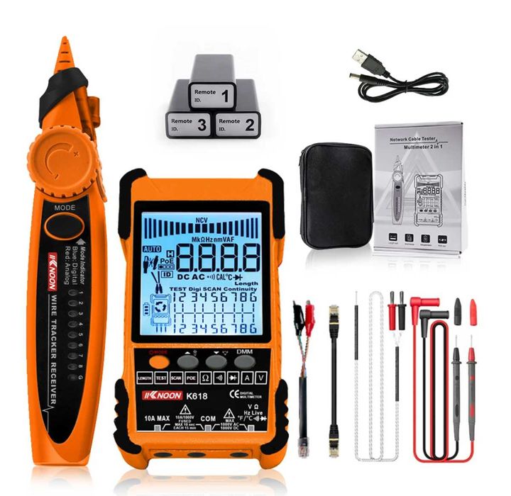 Многофункционален мултимер и тестер за мрежови кабели KKNOON - K618