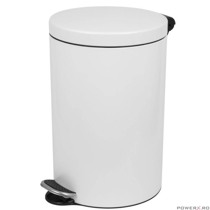 Cos de gunoi cu pedala, capacitate 12 litri, insertie ignifuga, alb,