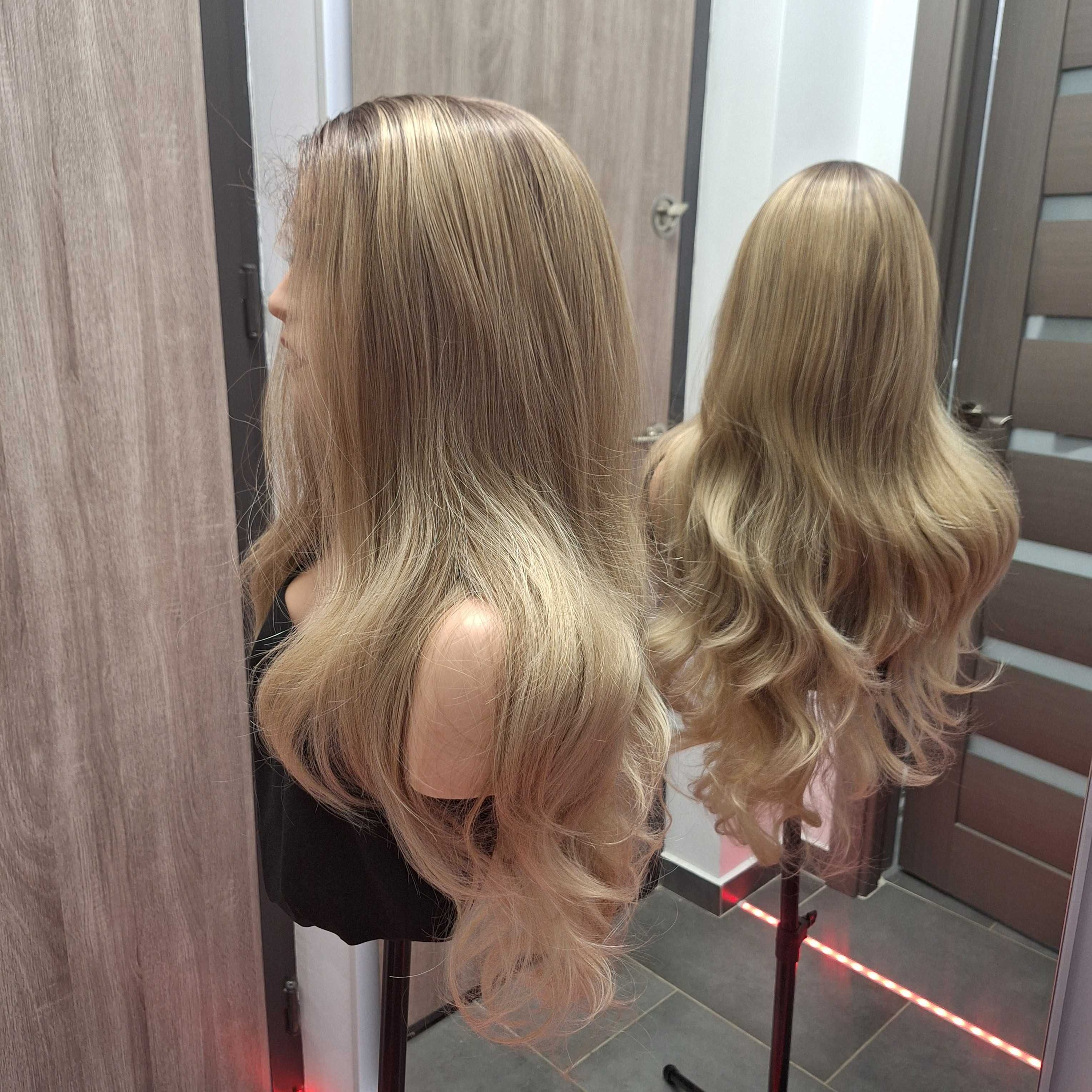 Perucă blondă lungă și ondulată cu dantelă frontală 106513