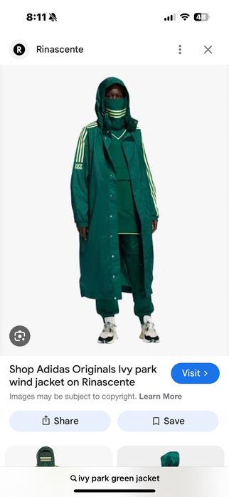 Adidas x Ivy Park дълго яке за вятър