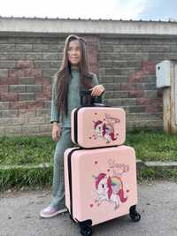 Детский чемодан единорог с кейсом в подарок