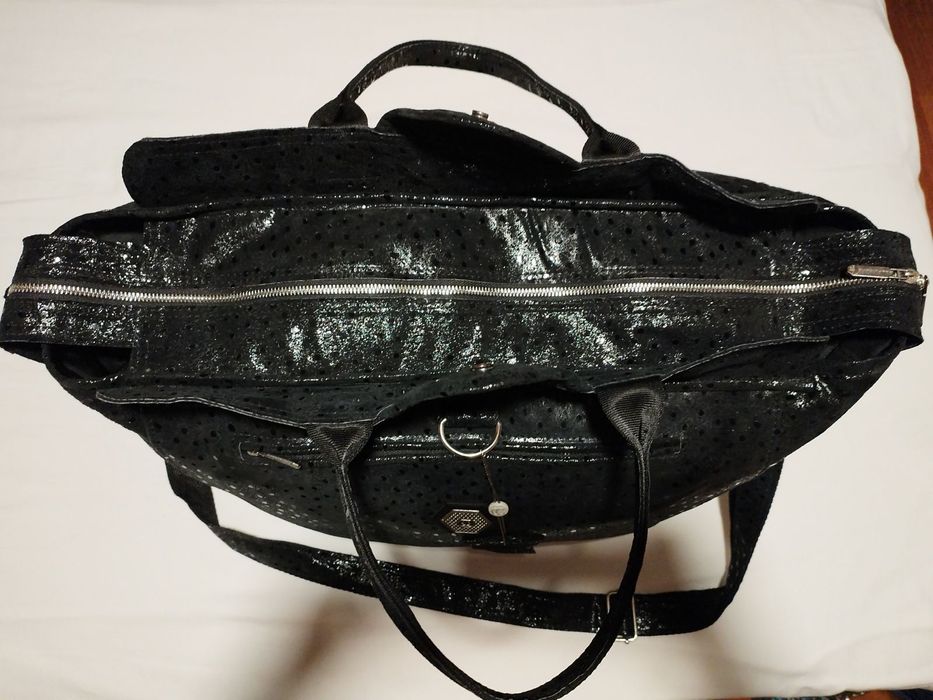 PHILIPP PLEIN-Пътническа Кожена Чанта.