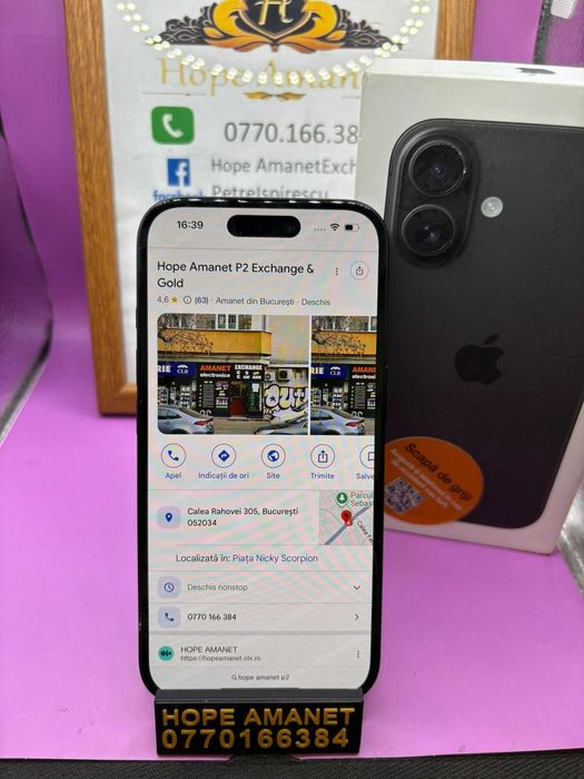 HOPE AMANET P2-Iphone 16 la cutie 128 GB/100% BAT 0 cicl