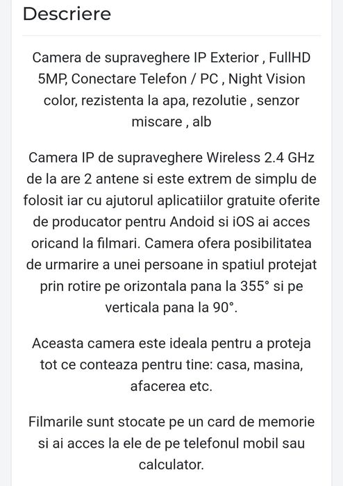Cameră de supraveghere IP exterior 5MP