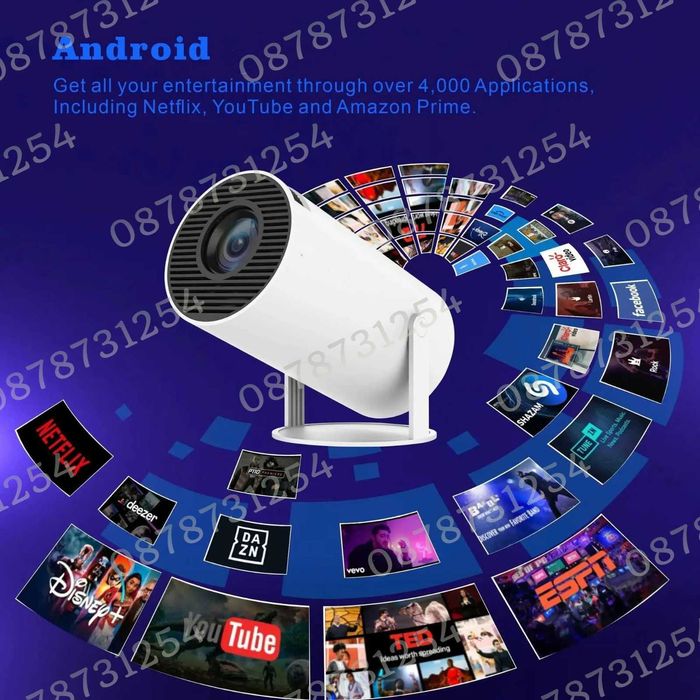 Видеопроектор с 10 000 Вградени Игри Безжичен Стрийминг до Платформи