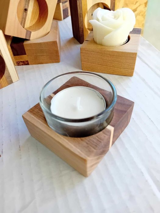 Дървени свещници - ръчна изработка