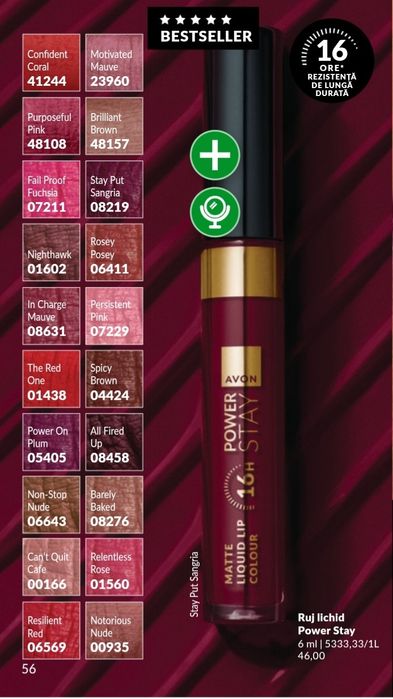 Ruj Power stay Avon 4 bucati 100 lei