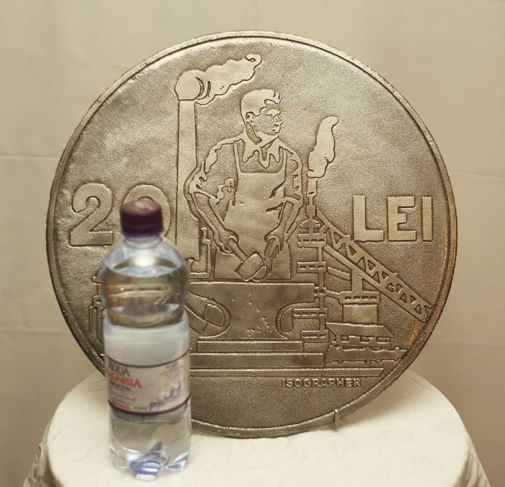 Tablou (arta nostalgica) din metal masiv 20 Lei RPR 1951