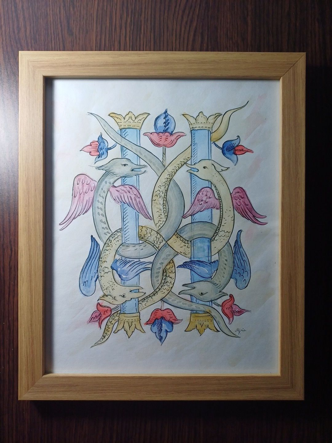 Acuarelă literă medievală