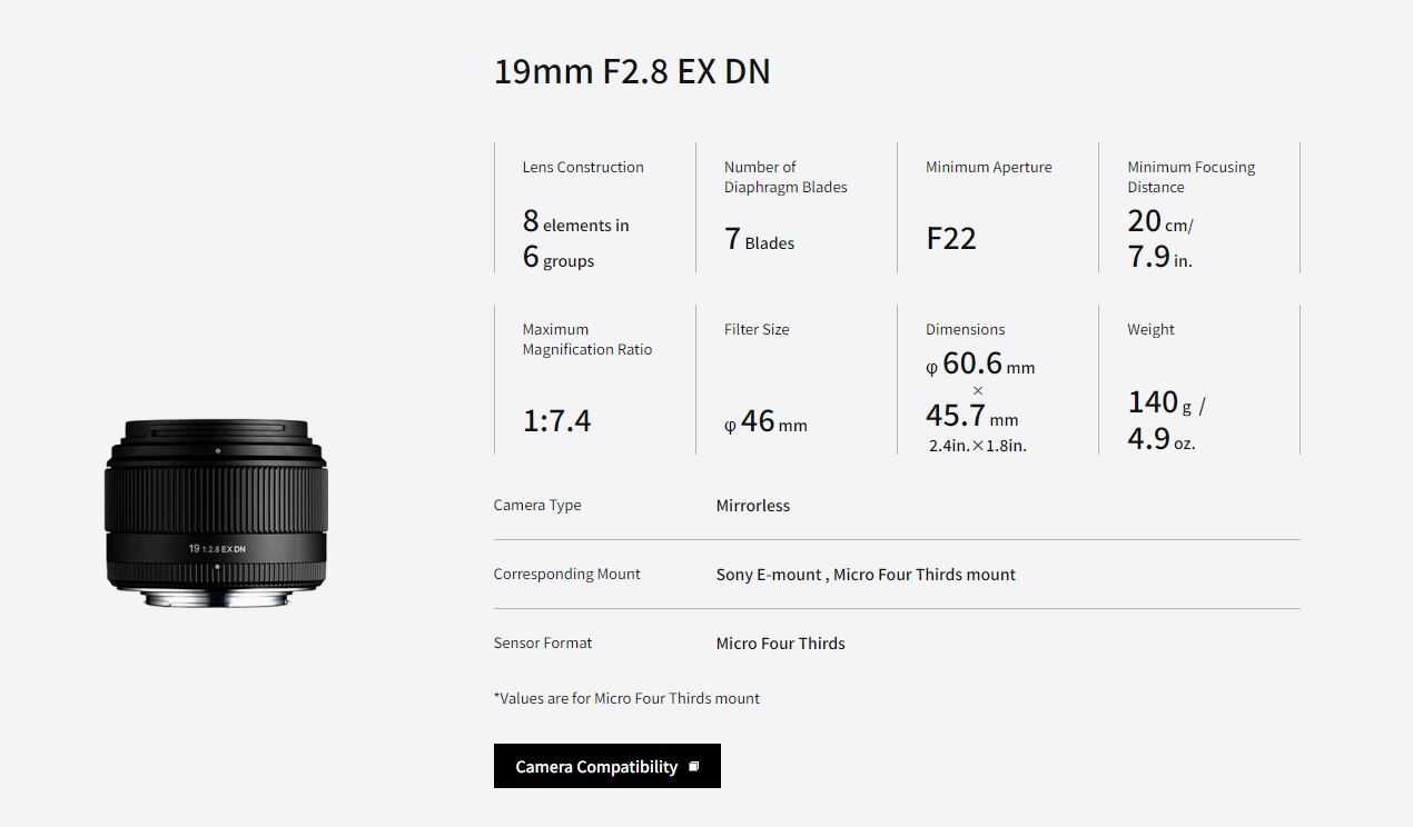 Обектив Sigma 19mm f/2.8 DN Art Lens