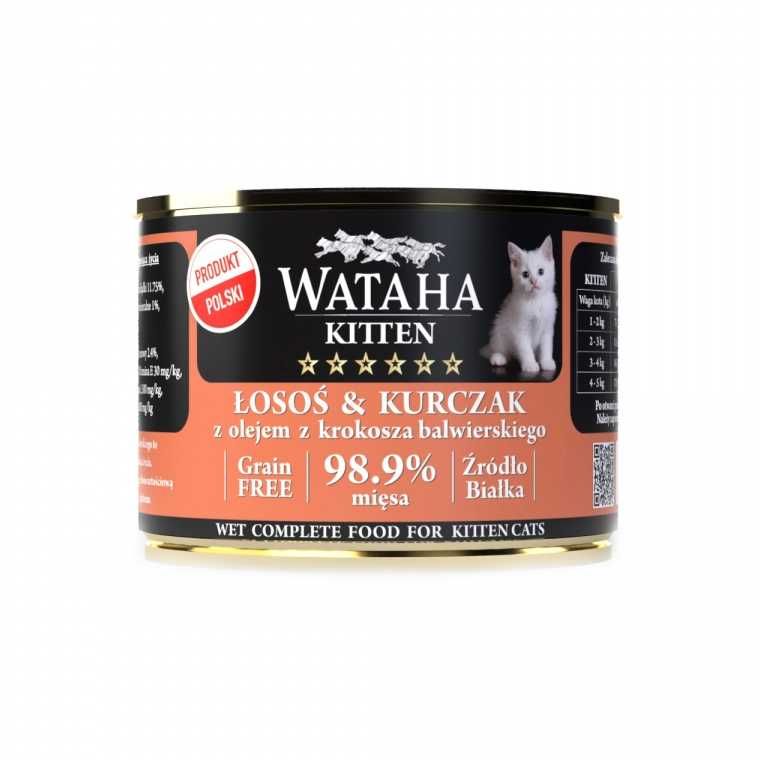 Conserva Wataha HUNT Kitten, 98.9% Carne, Cu Somon Si Pui, 200g