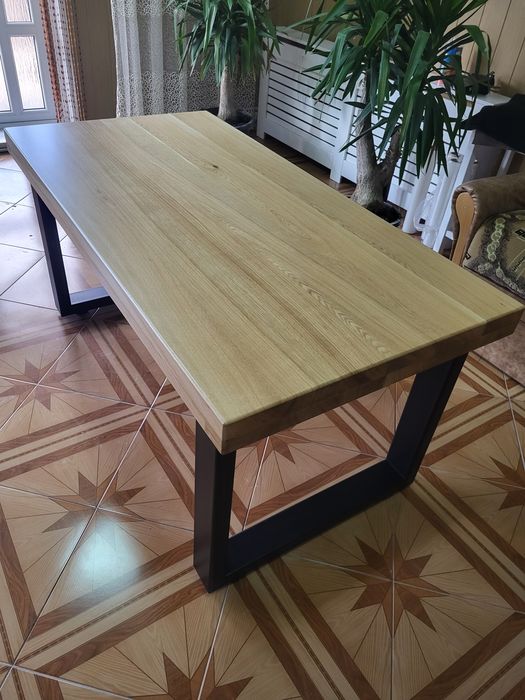 Masa blat stejar și structura din fier