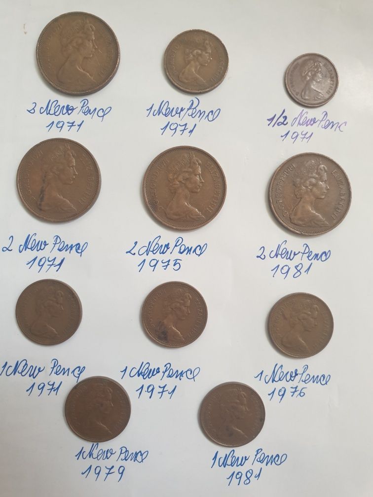 11 Coins,Very Rare :1971,1975,1976,1979,1981 -1/2N.P -1N.P-2N.P.