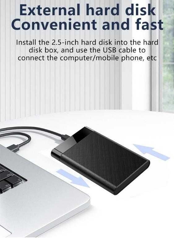 Външна Кутия за Харддиск 2.5" USB3.0 SATA HDD SSD Box Адаптер+Кабел