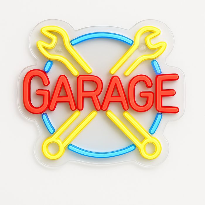 Reclama luminoasa LED Neon „GARAGE” - chei incrucisate,Temark®