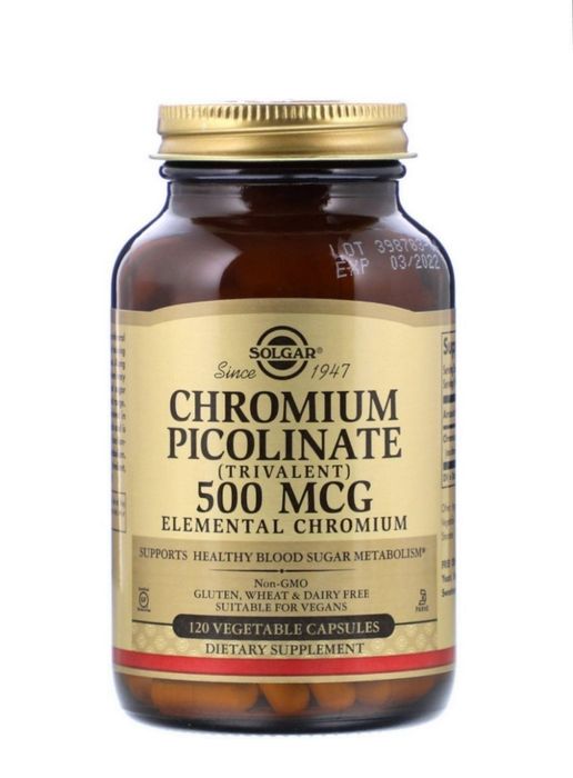 Solgar, Пиколинат хрома, 500 мкг, 120 растительных капсул.