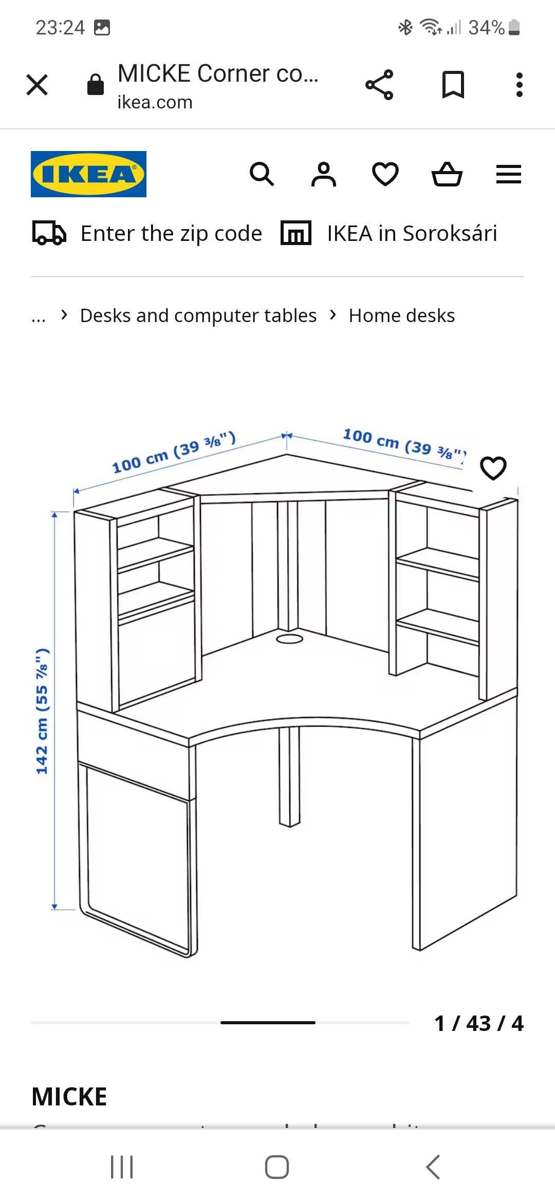 Birou pe colt IKEA Micke