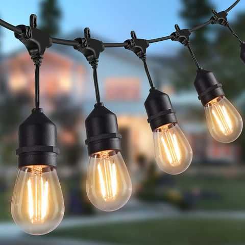 Градински LED Гирлянд с дължина 5 метра, 10 крушки топла бяла светлина