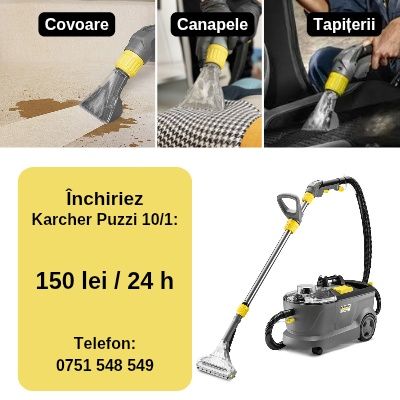 Închiriez aspirator Karcher cu spălare canapele, covoare, tapițerie