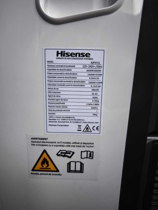 Vand aparat de clima portabila HISENSE 12000 BTU