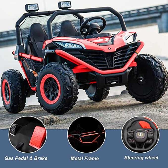 UTV electric Kinderauto Dune-Buggy 300W 24V 10Ah, cu roti moi, rosu