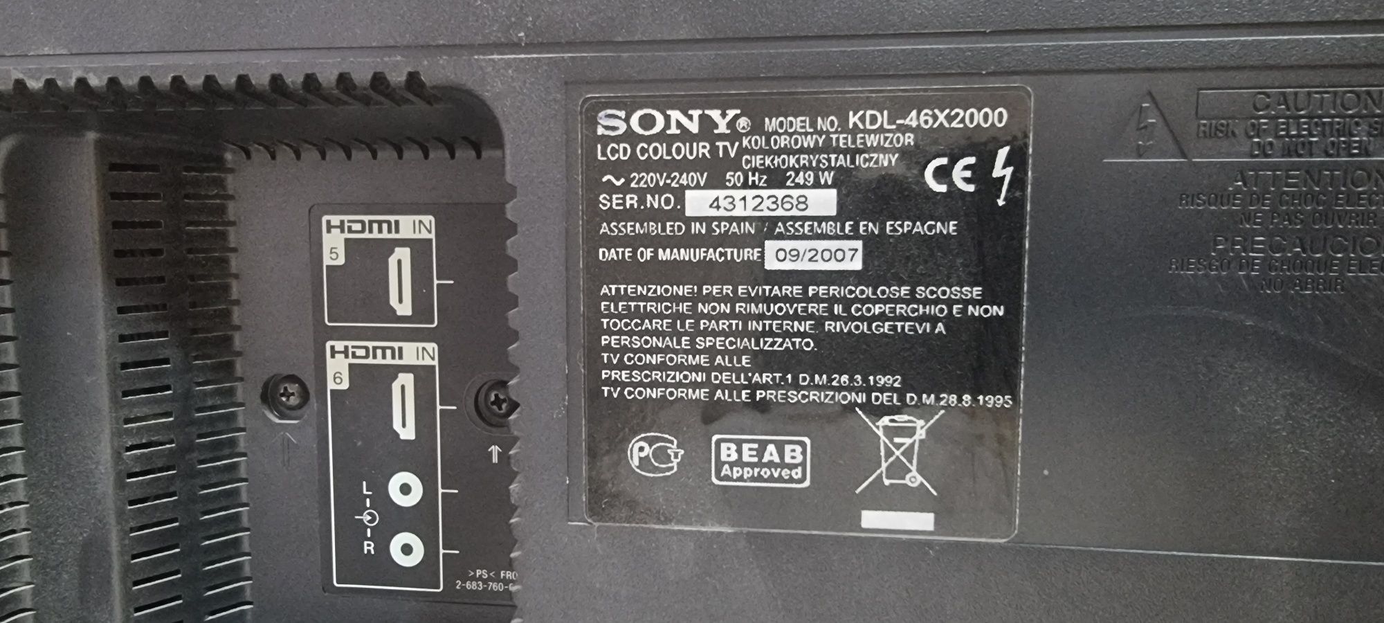 Продам телевизор SONY KDL46×2000