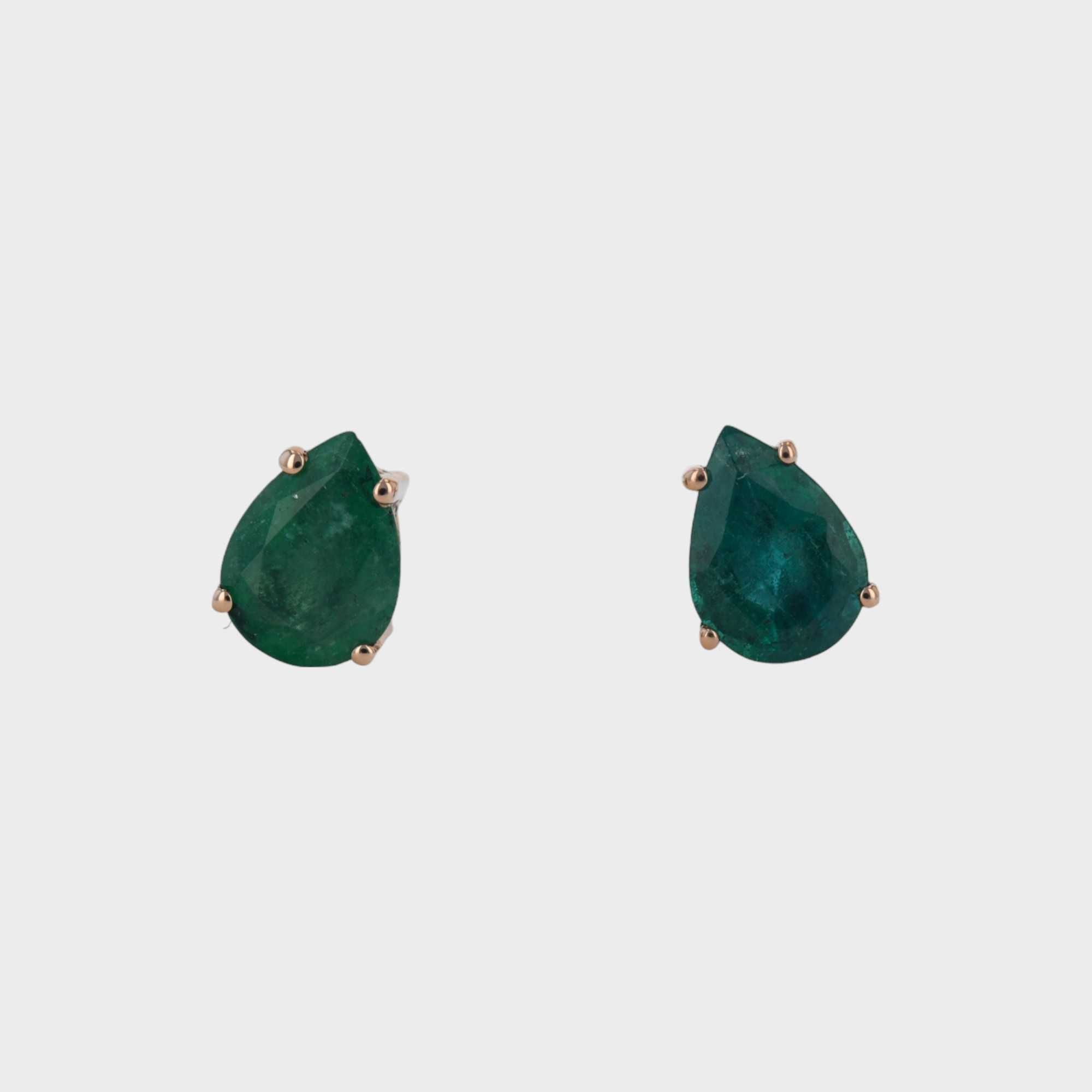 Cercei din aur galben/roz 18k cu smaralde cod 9657,9660,9661