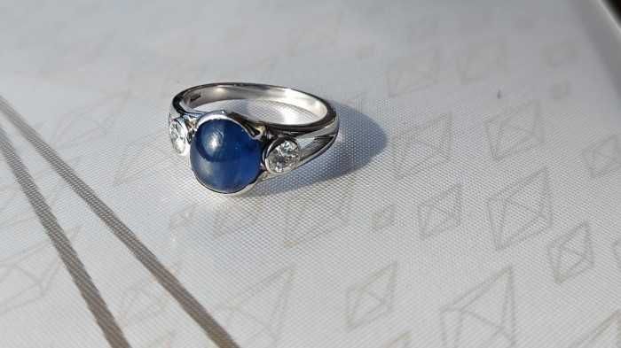 Inel aur 18k safir diamante certificat