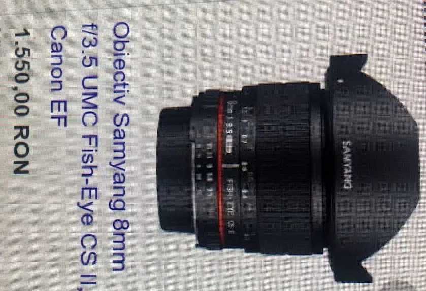 Obiectiv foto SamYang 8 mm f/3.5 Fish-Eye CS