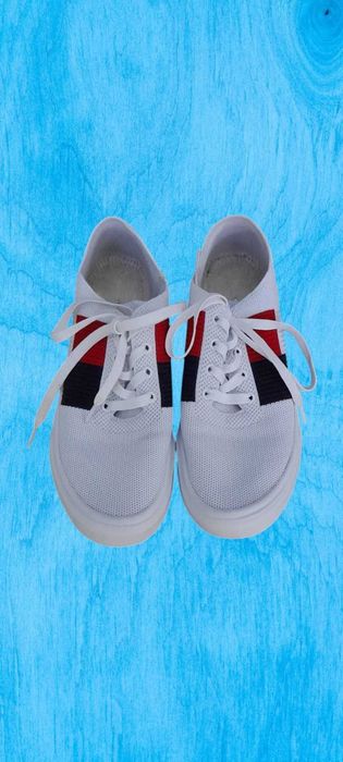 Tenisi Lightweight Knit Flag Sneaker, Tommy Hilfiger, Alb