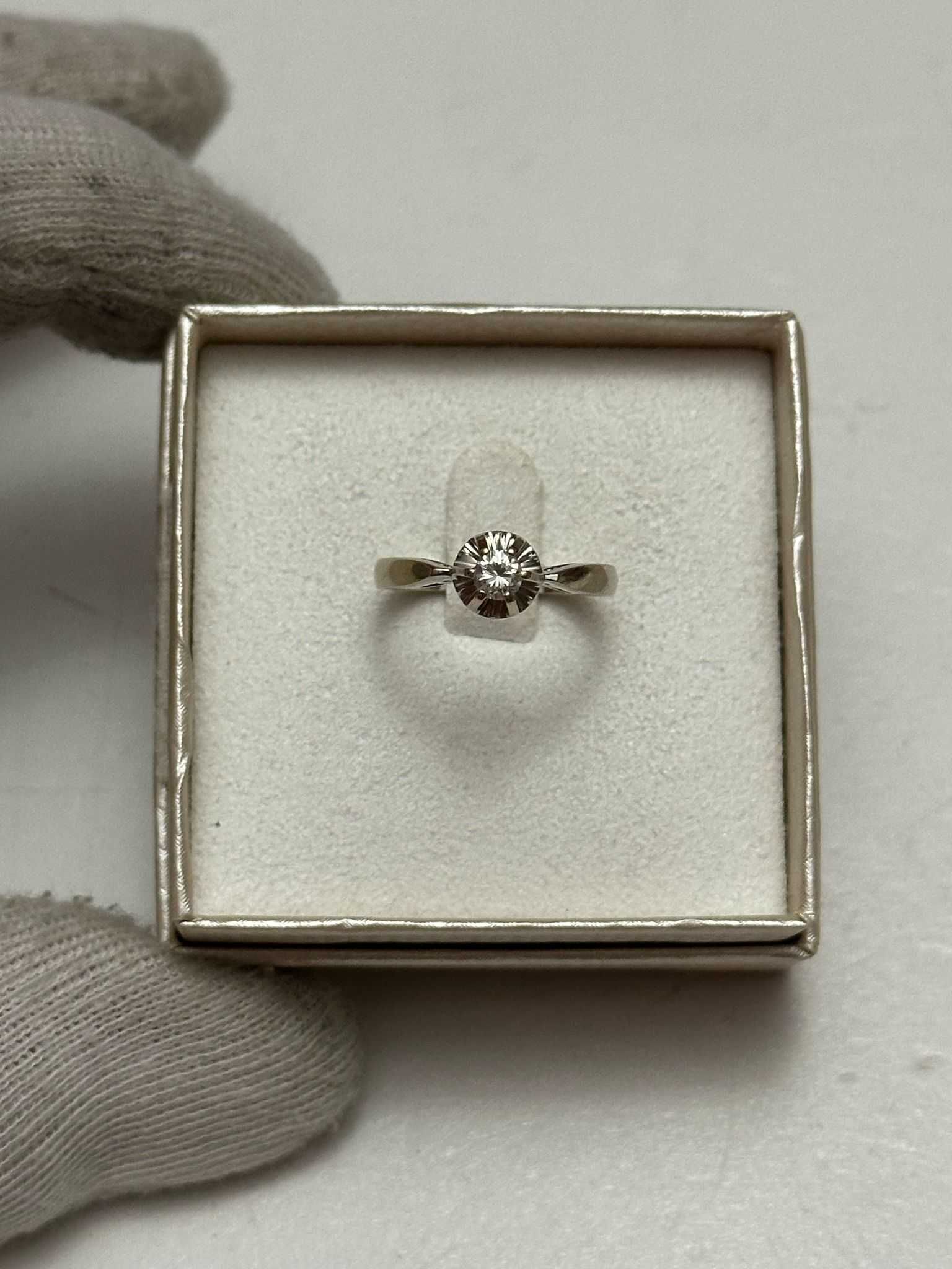 INEL AUR alb 18K + 1 Diamant = 0.20ct. - De logodna - Solitaire - 3.7g