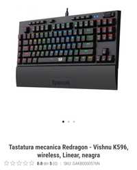 Tastatura mecanica Redragon - Vishnu K596, wireless, Linear, neagra