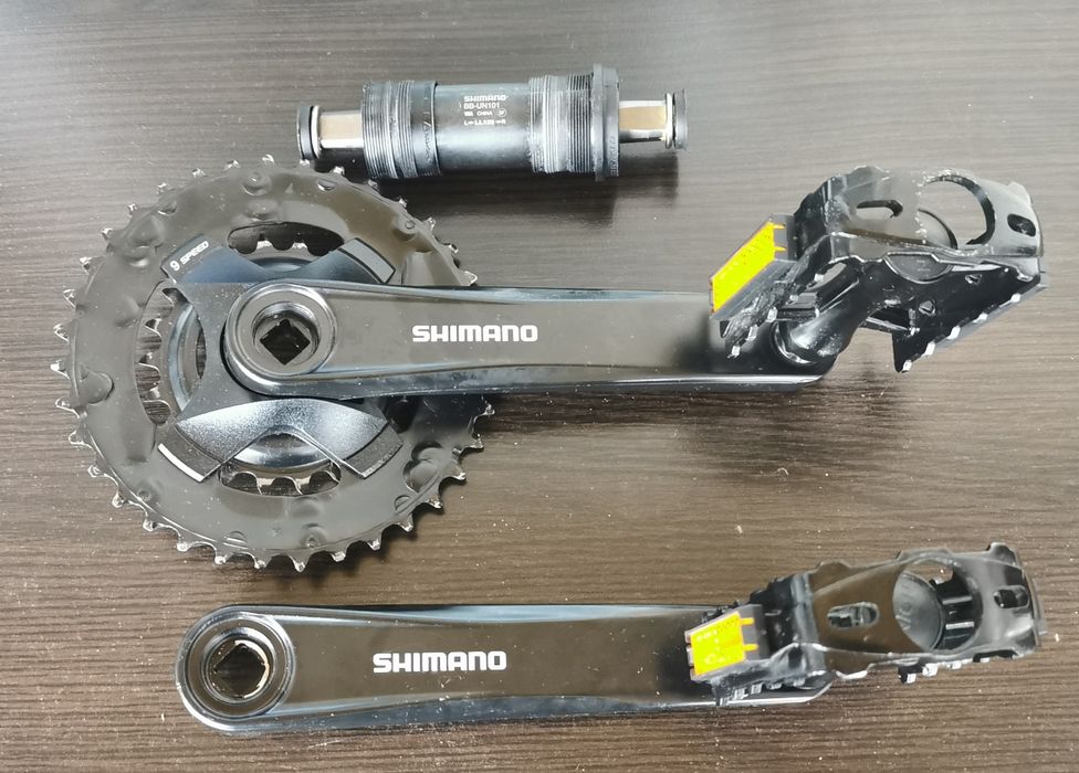 Piese MTB - pedale, brate pedale cu foi, ax pedalier, schimbator foi