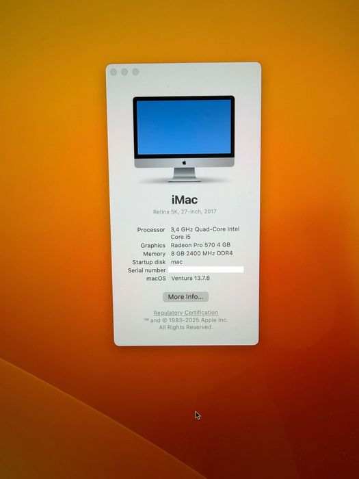 iMac 27-inch, Retina 5K, 2017 intel i5 1TB SSD