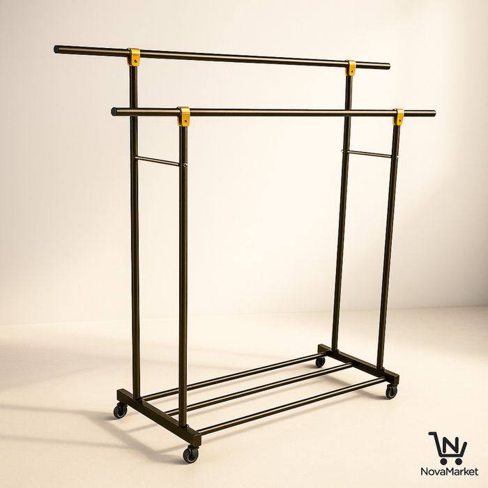 вешалка металлическая напольная 1.75×1.50 м (серый/золотой)