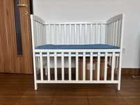 Pătuț Bebe alb saltea 90x50
