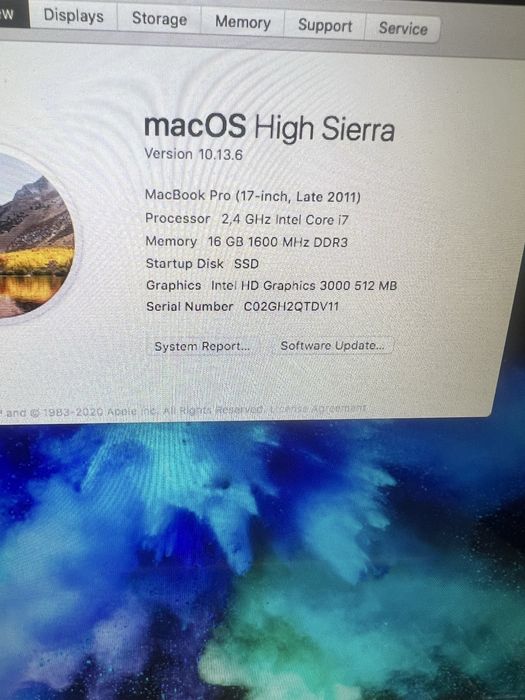 Macbook pro 17  2011 Late i7 16gb ram
