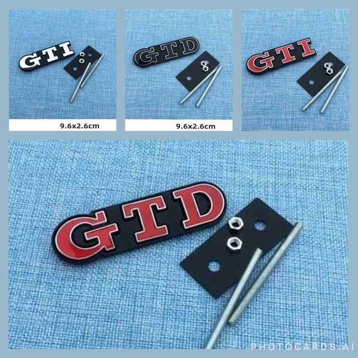 Emblema Metalica GTI GTD + Suport pentru Grila Bara Fata VW Volkswagen