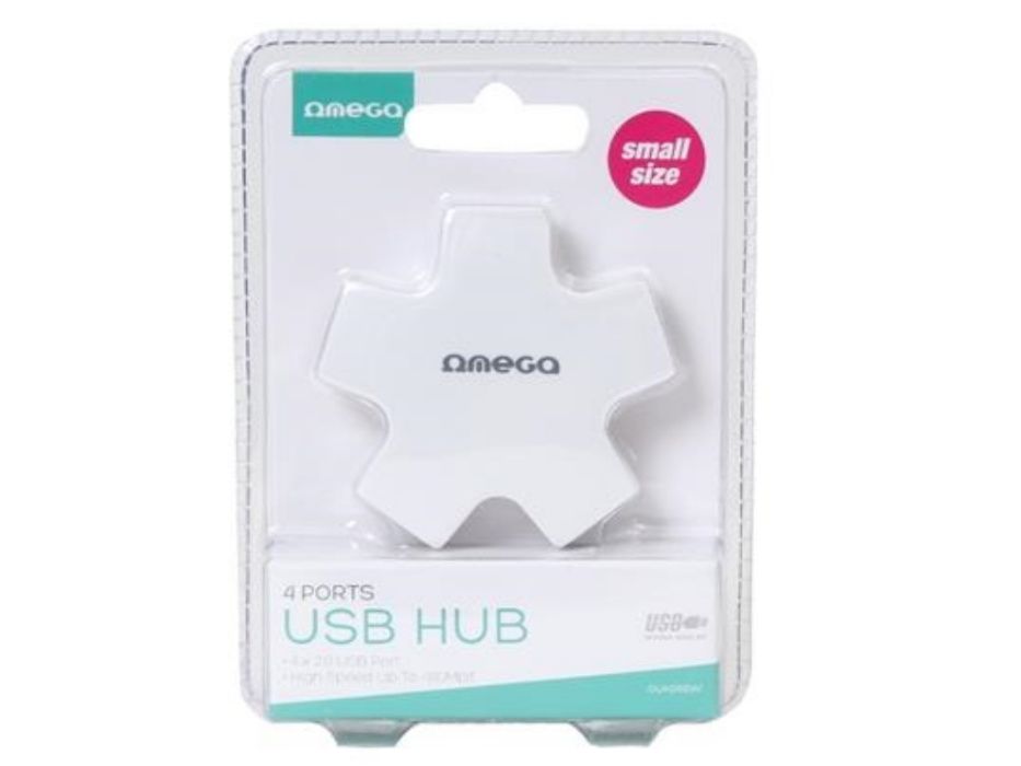 Разпродажба USB HUB (Разклонител) Omega Бял (USB 2.0)