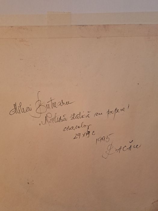 Pictură"Natură statică cu pepene", Mihai Butnaru (n.1937- d.2017)